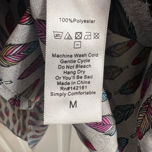 Lula Roe Colorful Feather Print Lightweight Open Cardigan Sz M - Picture 4 of 4